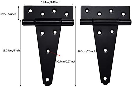 Gate Hardware Kit Heavy Duty,with Self Locking Gate Latch,6 inch T Strap Gate Hinges and 10 inch Gate Door Handle Pull,Shed Door Hardware Set for Wooden Vinyl Fence,Gate,Farm,Garden,Black Finish