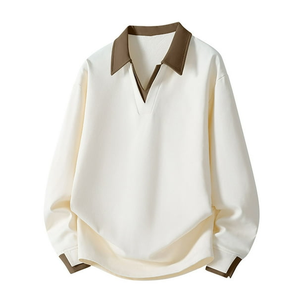 pstuiky camisa de manga larga para hombre, Sudadera con capucha informal de manga larga con solapa y bloques de color para hombre Tops de talla grande para hombre xxl