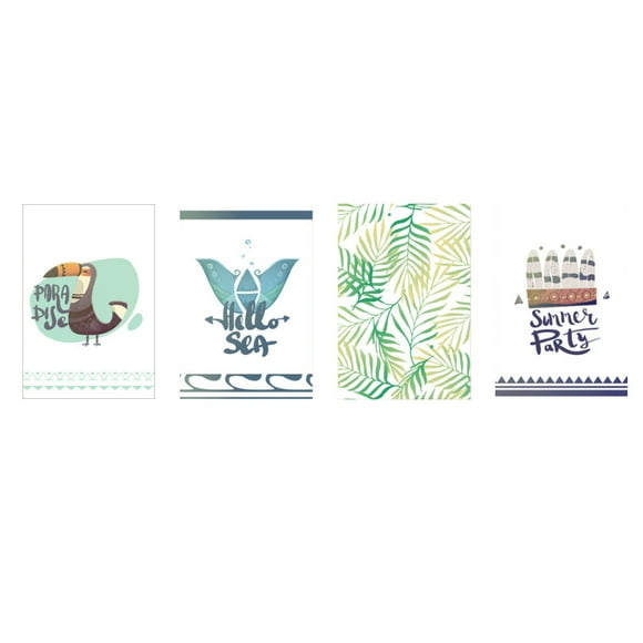 4PCS Green Leaves Bird Pattern Canvas Wall Art Painting Printed Pictures for Home Room Decor