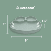 Abiie Octopod Frog Silicone Plates with Suction - Spill Proof, Easy to Clean - BPA-Free Bowl - Suction Plates for Baby and Toddler - Training & Feeding Divided Grip Dish (Pastel Yellow)