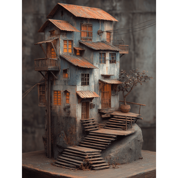 Vintage Building Canvas Print, Suitable for Living Room, Bedroom, Office, Cafe, Bar, Study, Hotel Decor