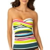 ANNE COLE Black Multi Twist Front Standard Tankini Swim Top, US Medium, NWOT