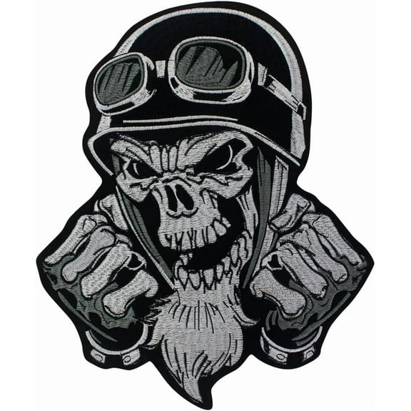 Boxing Skull Embroidery Patch Motorcycle Jacket Patch, Black Gray Applique Iron on Patches Personalized DIY Decoration 1 Piece