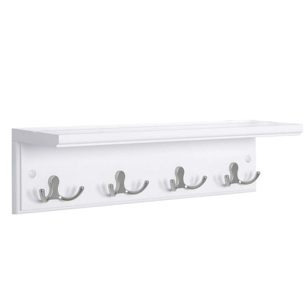 Perchero SONGMICS de pared con estante, 4 ganchos dobles de metal