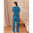 thumbnail image 4 of EKOUAER Cotton Pajamas Sets for Women Soft Contrast Piping Lounge Set 2 Piece Short Sleeve Pj Set with Pockets, 4 of 6