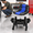 Blue, variant on Red Rolling Adjustable Shop Stool with Wheels, Tool Tray and Cup Holders