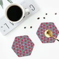 thumbnail image 4 of Honeii Hand Drawn Strawberry print Leather Coaster Set of 4, ideal for safeguarding your furniture from drinks spills and effortless cleanup-Hexagon, 4 of 6