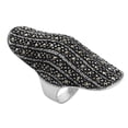 thumbnail image 6 of Silver Women's 925 Sterling Silver Oxidized Simulated Marcasite Long Oval Curved Shield Ring, 6 of 6