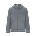 thumbnail image 4 of KeShDi Denim Jacket Men's Fleece Hooded Jacket Solid Color Thickened Warm Multi-Pocket Workwear Coat Gray M, 4 of 7