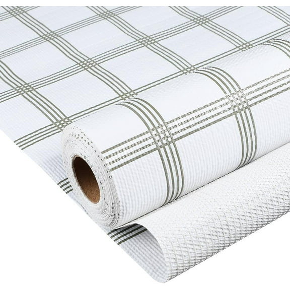 Kitchen Shelf Liner Drawer Liners Non-Slip Cabinet Liners PVC Non-Adhesive Thick Strong Grip Waterproof Washable Mats Protect Dresser Shelves Cupboard 11.8 Inch X 19.68 FT Black Stripes White