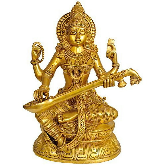 Exotic India Goddess Saraswati Seated on Lotus