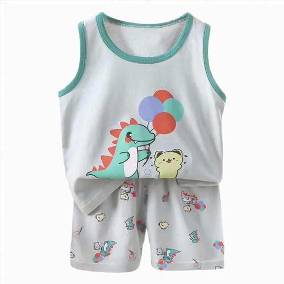 Nwiuh Boys' Clothing Sets Toddler Kids Boys Pajamas Summer Pj's Boy Jammies Dinosaur Train Sleepwear Short Sets (Grey, 3-4 Years)