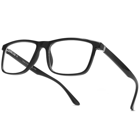 LANLANG Blue Light Blocking Reading Glasses for Men Women, Spring Hinge, Black, PC Frame, with PU Case, Rectangular, 1.50