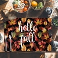 thumbnail image 6 of Hello Fall Placemats Set of 6 Fall Maple Leaf Watercolor Retro Country Texture Heat Insulated Linen Place Mats, Washable Stain-Proof Table Mats for Dining Tables Holiday Decor 13x19inch, 6 of 9