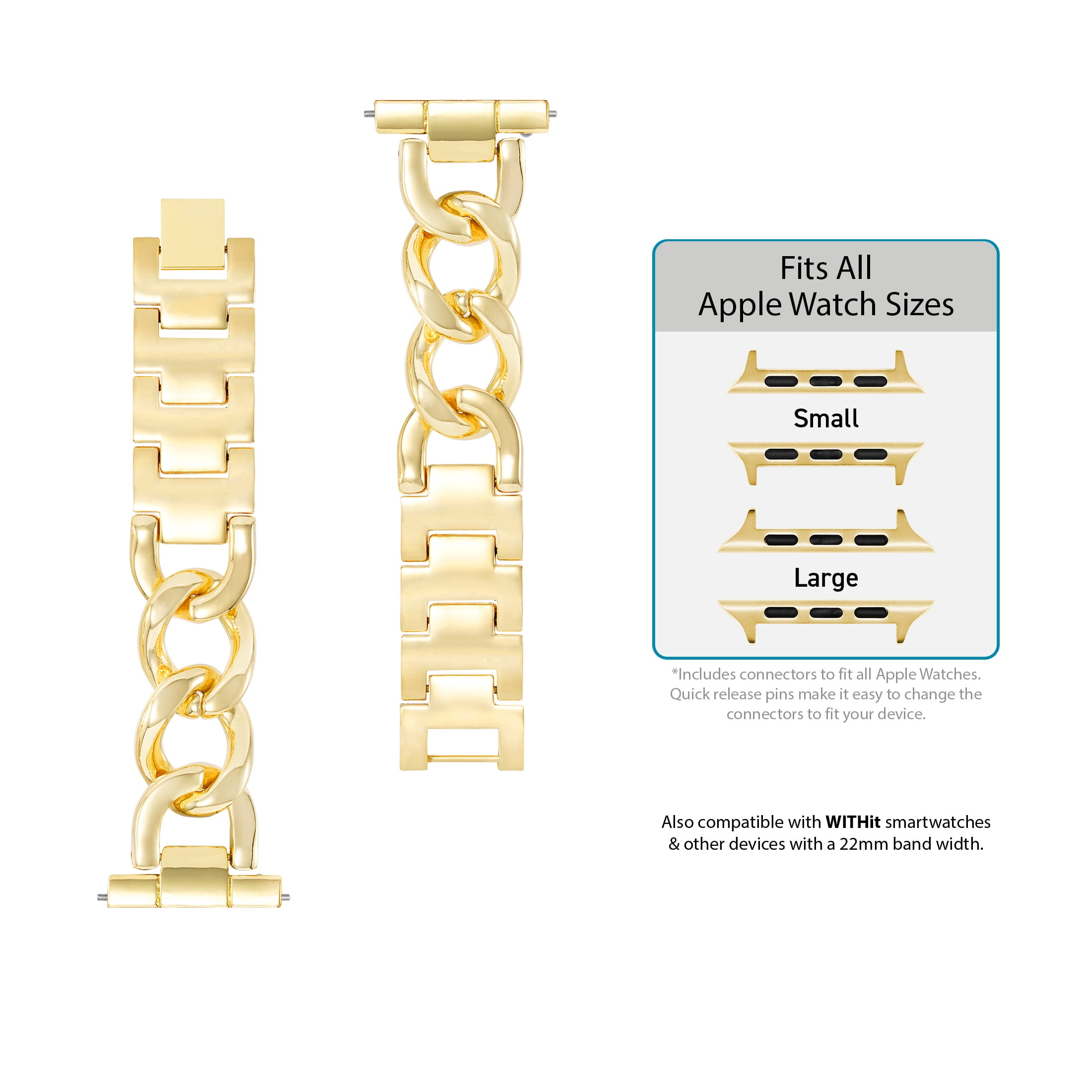 WITHit Gold Chain Bracelet for the Apple Watch®, Unisex, Fits All Apple Watch® Series and Sizes