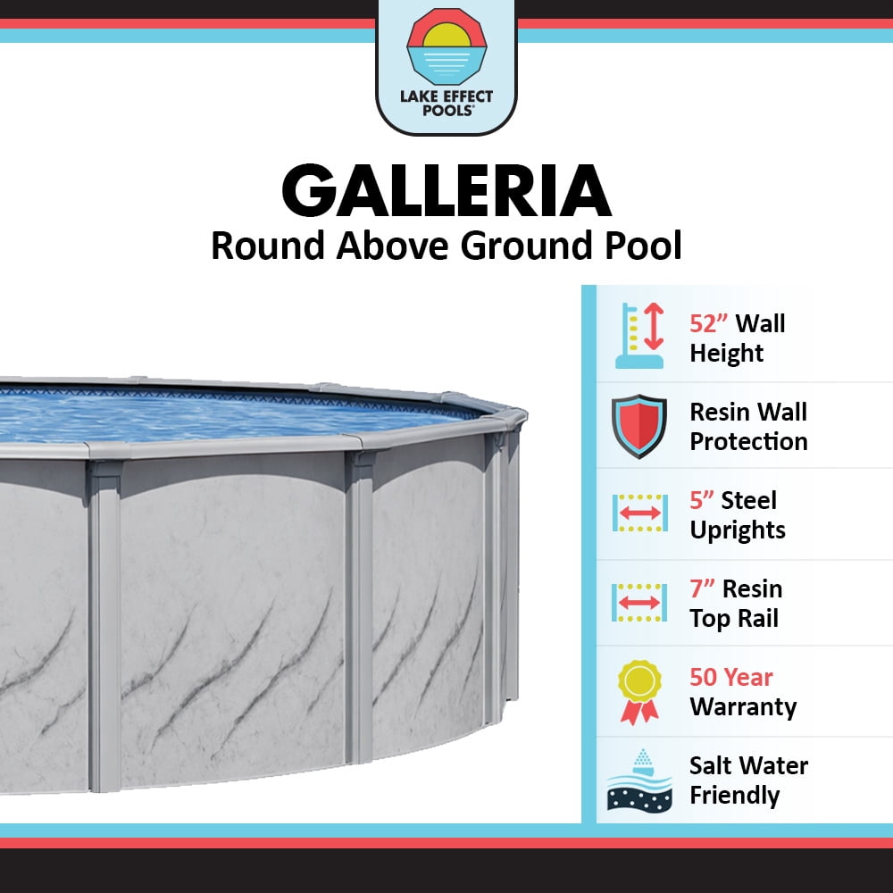 Lake Effect Pools Galleria 27' x 52" Round Resin Protected Steel Sided Above Ground Swimming Pool