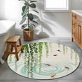 thumbnail image 3 of Round Rugs 3.3Ft, Spring Green Leaves Round Area Rug Washable Indoor Throw Carpet, Japanese Koi Fish Birds Vintage Soft Non Slip Circle Rug for Laundry Room Patio Home Decor Aesthetic, 3 of 8