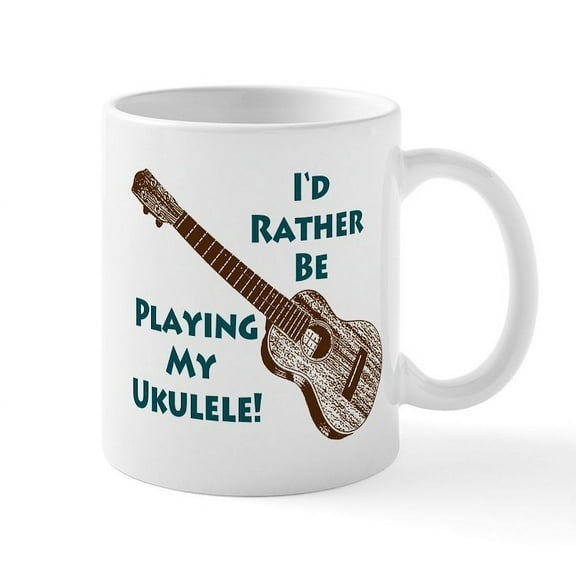 CafePress - I'd Rather Be Playing My Ukulele Mug - 11 oz Ceramic Mug - Novelty Coffee Tea Cup