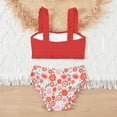 thumbnail image 5 of LJEFF Girls Floral Bikini Swimsuits 2 Piece, Cute Modest Straps Ruffle Kids Bathing Suit Red Size 12, 5 of 7