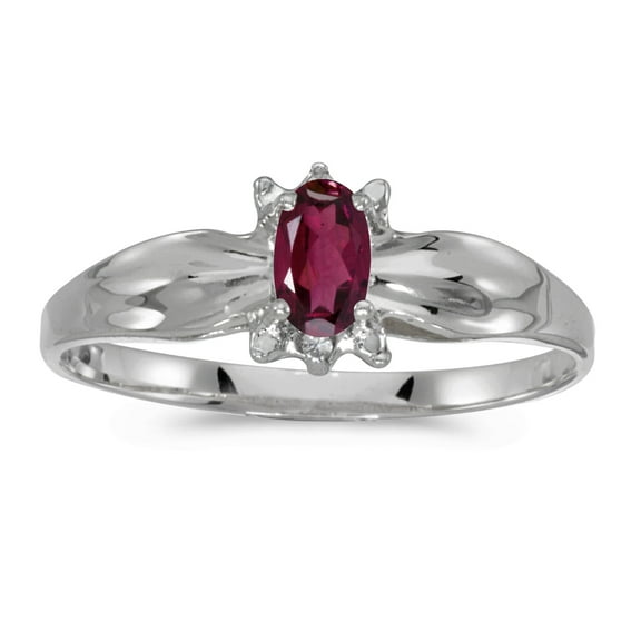 10k White Gold Oval Rhodolite Garnet And Diamond Ring