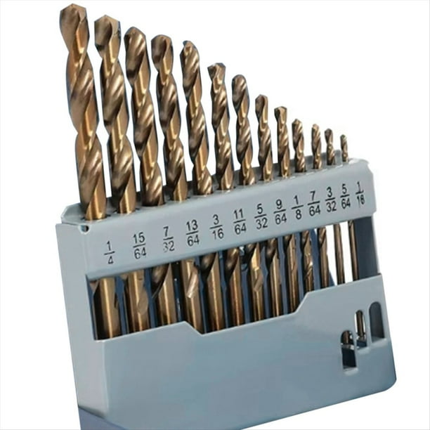 Juego de Brocas de Cobalto M35 Acero de Alta Velocidad Twist Jobber Longitud para Metal Endurecido, Acero Inoxidable, Hierro Fundido (13 Piezas)