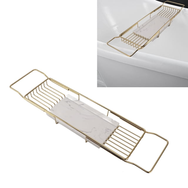 Metal Marble Bathtub Rack, Metal Marble Bathtub Tray Anti Slip Space Saving Multi Functional Expandable Bathtub Tray House Warming Gift