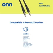 onn 6ft 3.5mm Aux to Aux Braided Audio Cable, Black