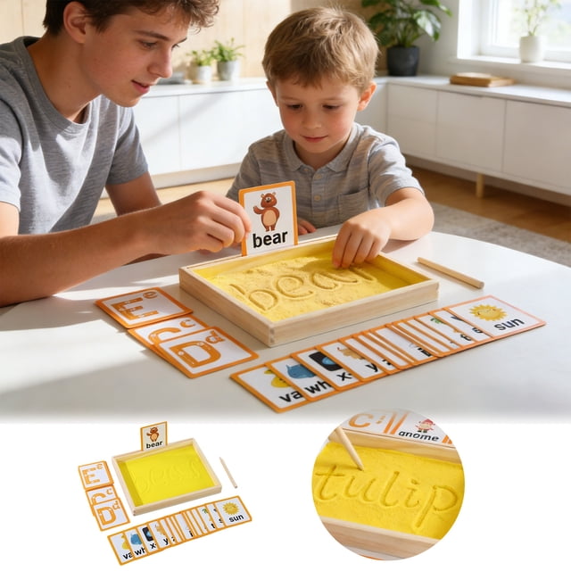 Educational Handwriting Sandbox Tray For Early Literacy Practice Fine Motor Skills Development Montessori Sand Writing Spelling Tray Early Literacy Learning Education Handwriting