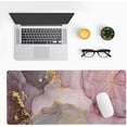 thumbnail image 4 of Rose Gold Marble Mouse Pad Abstract Pink Desk Mat 31.5x11.8 Inch Marbled Texture Non-Slip Rubber Base Mice Pad Extended Large Mouse Mat Desk Pad Stitched Edges Keyboard Mouse Mat Desk Pad, 4 of 5