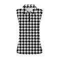 thumbnail image 4 of Trendfront Womens Golf Polo Shirts Houndstooth Print Sleeveless Quarter Zip Collared Pleated Athletic Tennis Sport Tops, 4 of 4