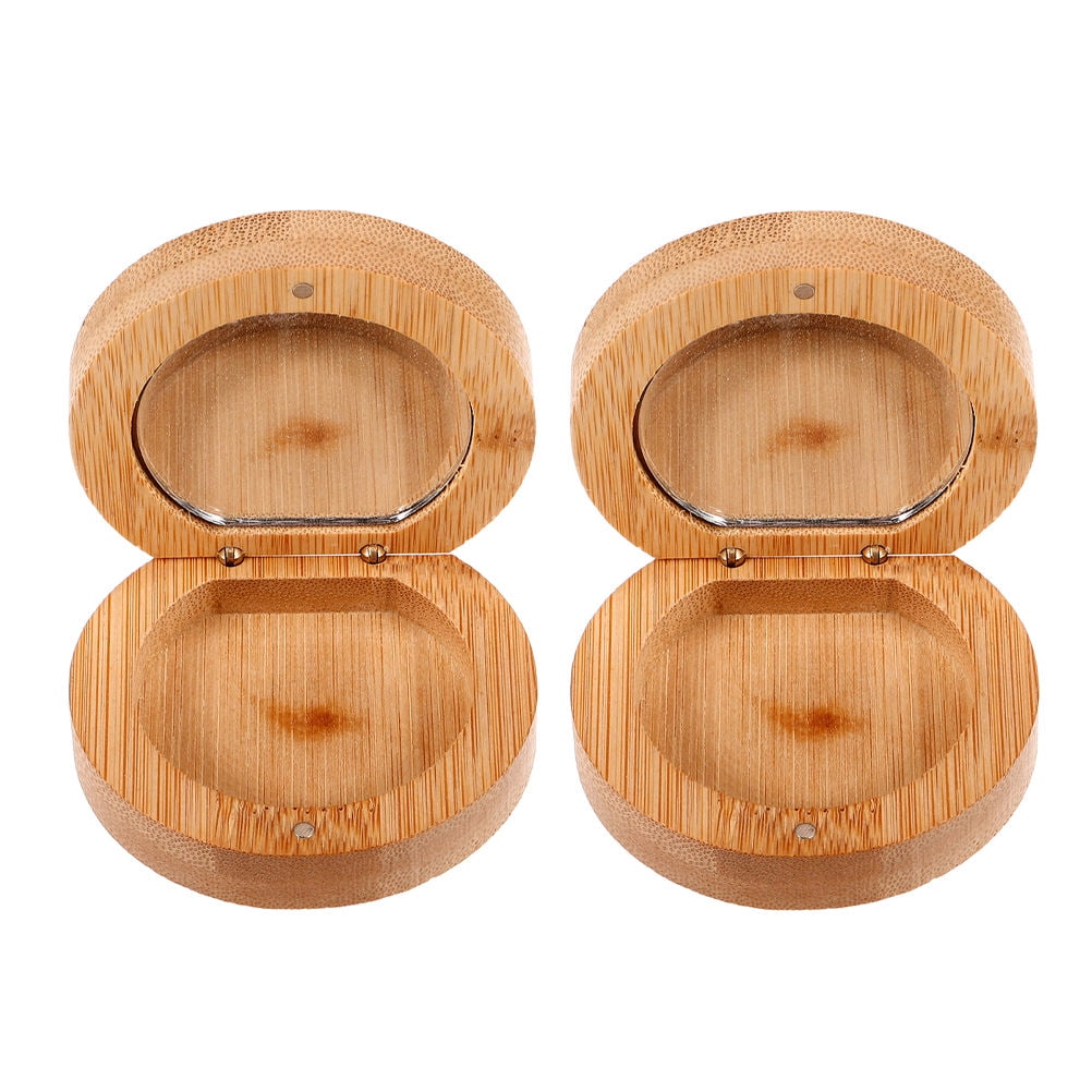 IDEANATEGRATE 2Pcs Folding Wooden Compact Mirror with High Definition Glass for Makeup Travel and Home Use