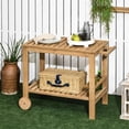 thumbnail image 2 of Resenkos Outdoor Bar Cart, Wood Rolling Home Bar & Serving Cart with 2 Shelves, Wine Bottle Holders for Garden, Dining Room, Natural, 2 of 11