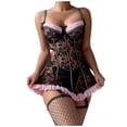 thumbnail image 3 of JSGEK Women Halter Neck Fishnet Crop Top and Pants Set Sheer Fabric 2 Piece Lingerie for Beach or Poolside Black L, 3 of 7
