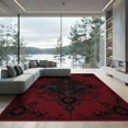 thumbnail image 2 of ODIKA 8'x10' Washable Area Rug Deep Red Ornate Medallion Design Intricate Baroque Style with Elegant Flourishes for Dining Room, Large Office, Lounge, Non-Slip Chair-Friendly Mat, 2 of 7