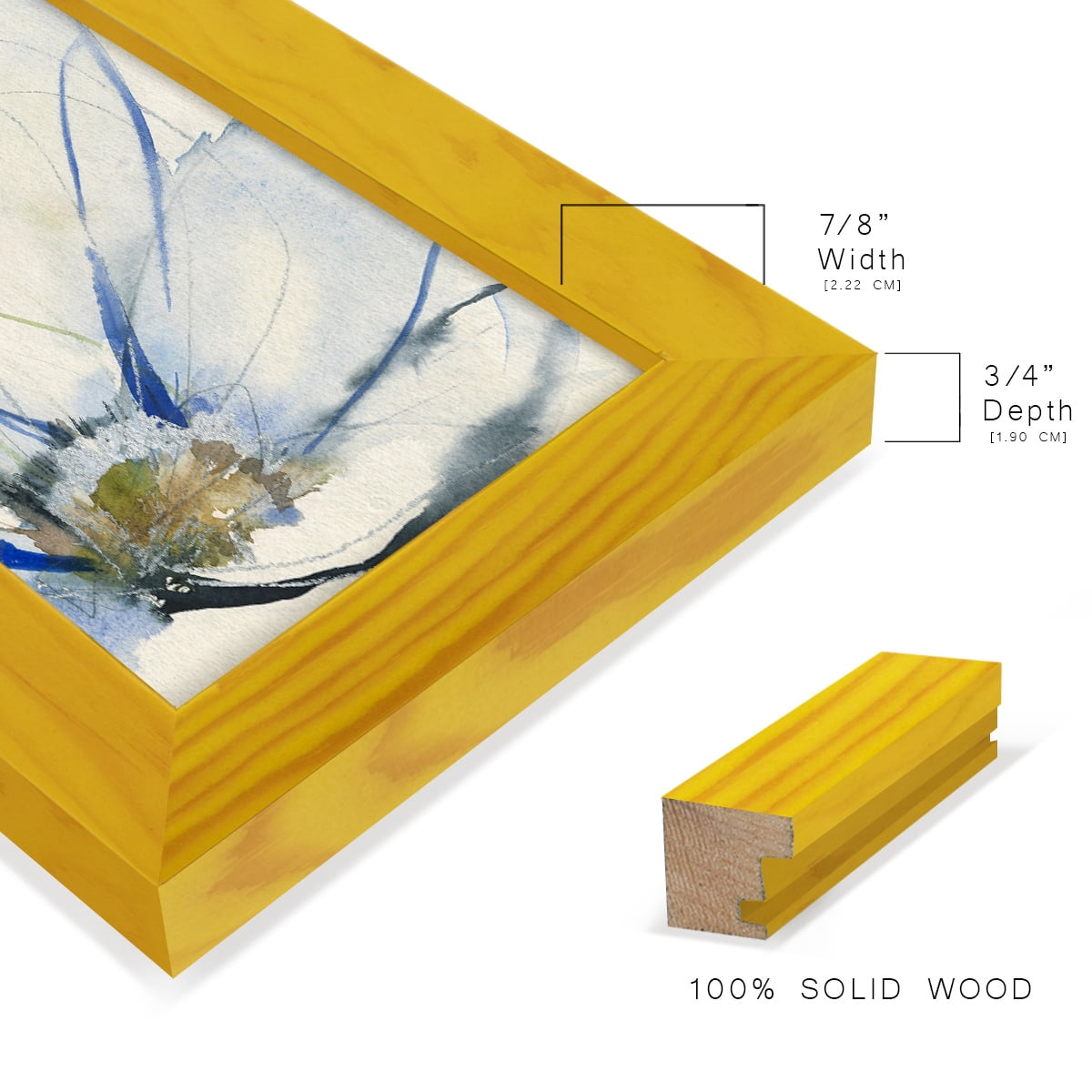 Cobalt & Paynes Petals II - Framed Print w/glass - Sunflower Yellow
