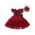 thumbnail image 2 of FOCUSNORM Ensemble de Vêtements de Banquet pour Filles, Robe en Tulle à Sequins + Coiffe Nœud Papillon, 2 of 5