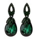 thumbnail image 2 of 1 Pair Green Vintage Rhinestone Dangle Earrings Water Drop Jewelry, 2 of 2