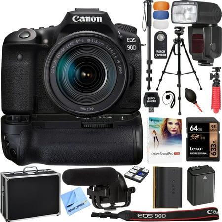 Canon EOS 90D 32.5MP CMOS Digital SLR Camera w/EF-S 18-135mm IS USM Lens & More