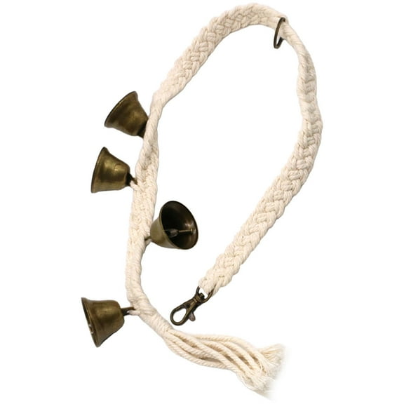 BESTOYARD Vintage Beige Hanging Door Bell with Adjustable Cotton Rope for Garden Porch Cafe Decoration