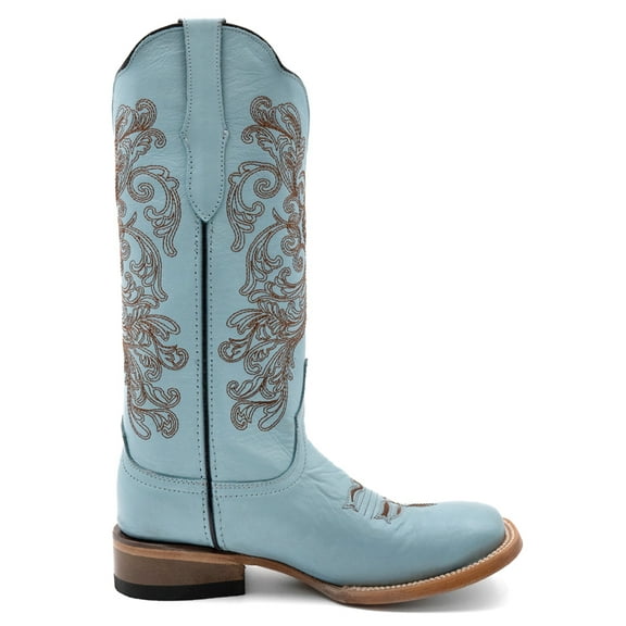 Ferrini Womens Ella Embroidered Square Toe Cowboy  Mid Calf Boots