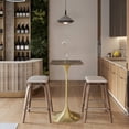 thumbnail image 2 of LeisureMod Verve Collection 24 Square Top Bar Height Table, Brushed Gold Base with Dark Maple MDF Top, 2 of 7