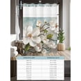 thumbnail image 6 of No Hook Cloth Fabric Shower Curtain with Snap in Liner, Vintage Flowers Waterproof Shower Curtains Set with See Through Top Window, White Country Lily Floral Plant Branch Bath Curtains Shower 36"x72", 6 of 6
