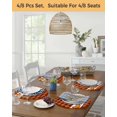 thumbnail image 5 of 13 Inch Round Placemats Set of 6, Fall Non Slip Heat Insulation PP Table Mats, Thanksgiving Orange Pumpkin Maple Leaves Plaid Washable Place Mats for Kitchen Dining Party Table Decor, 5 of 7