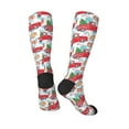 thumbnail image 5 of Lsque Watercolor Red Truck And Fir Tree Printed Crew Socks Men's Women's LightWeight Thin Casual Calf Socks ,Knee High Socks,Cotton Socks, 5 of 9