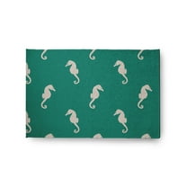 24" 36" Simply Daisy Sea Horses Beach Style Chenille Area Rug, Kelly Green
