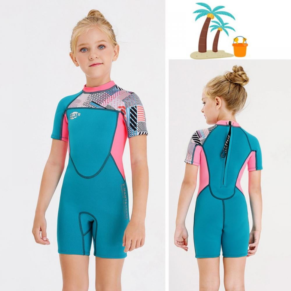 MWTA Wetsuit Kids and Boy 2.5mm Neoprene Warm Wetsuit One Piece UV Protection Shorty Swimming Surfing Kayaking Canoeing Suit