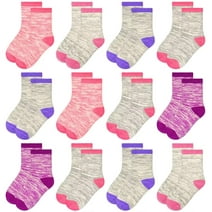 Boys Striped Cotton Socks - 12 Pairs Breathable Calf Socks for Toddler Kids Boys or Girls 1-14 Years Old Athletic Half Cushion Socks Set