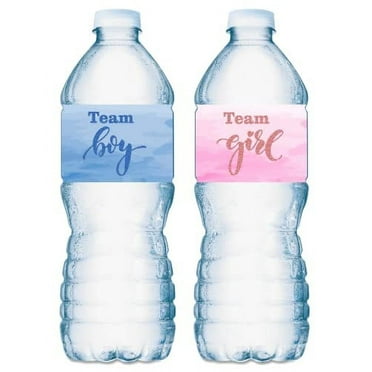Baby Shower Gender Reveal Water Bottle Labels - 24 Pack Pink & Blue Stickers, 8.6x2 Inch 2 thumbnail image