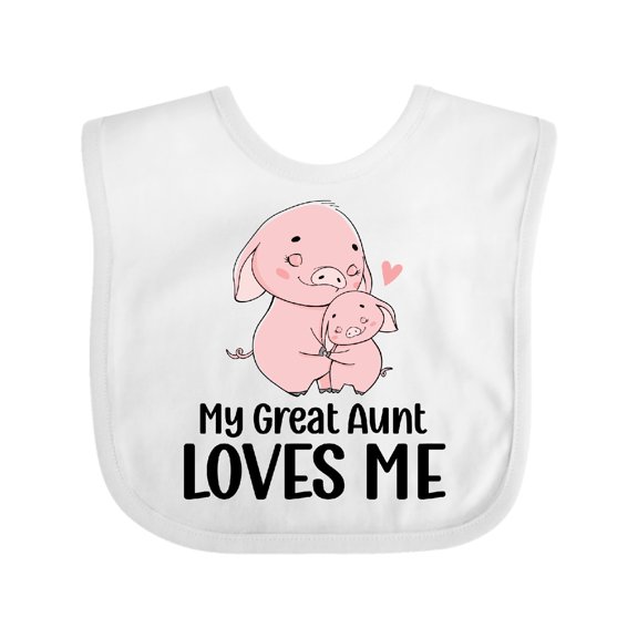 Inktastic Pink Piggies My Great Aunt Loves Me Boys or Girls Baby Bib
