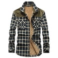 thumbnail image 1 of Camisas de franela acolchadas térmicas para hombre, chaquetas con capucha, botones, manga larga, chaquetas a cuadros para tallas grandes, 1 of 5